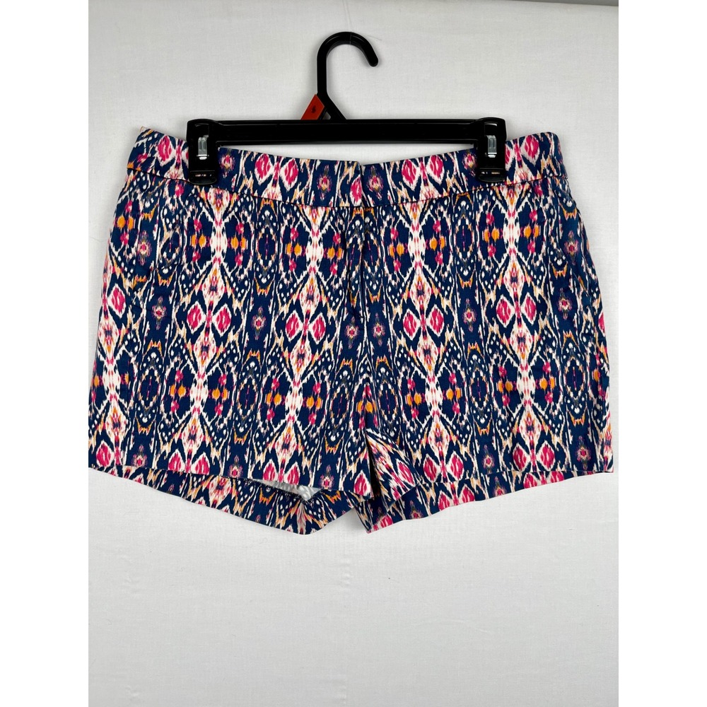 Willi Smith Ikat Diamond Print Shorts Womens Size 8 Navy Pink Orange Stretch